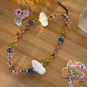 String Ting Glass Rainbow Candy Clouds Beaded Phone Wristlet Swarovski Crystals